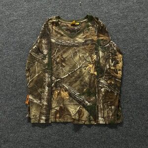 SHE Outdoor Shirt Womens Size XL Brown Realtree Camo V-Neck Long Sleeve Hunting